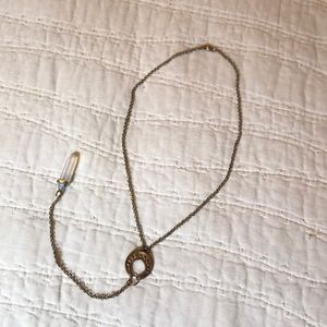 Moon Brass Necklace with Clear Stone